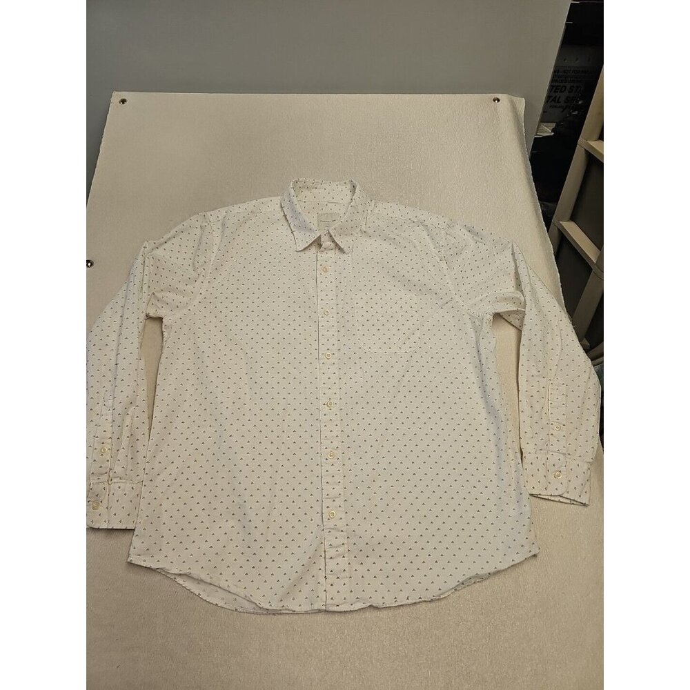 American Eagle Mens Classic Fit Long Sleeve Button Down Shirt XL white Diamond